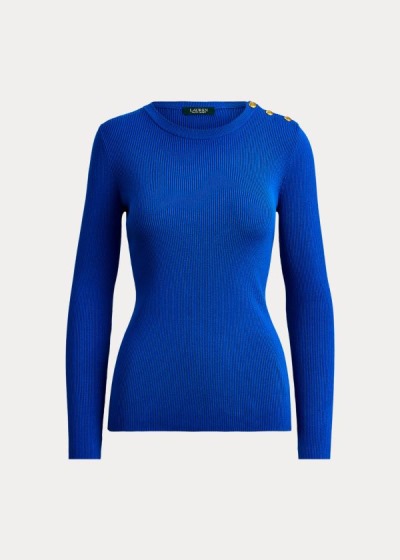 Sueter Ralph Lauren Mujer Azules - Ribbed Cotton-Blend - CJYXF9036